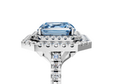 White gold Double Halo Fancy Blue Asscher  Diamond Pave Band with Four-Prong Setting_5