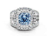 White gold Double Halo Fancy Blue Cushion Cut Diamond Split Shank Pave Set Ring_3