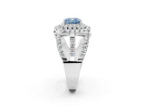 White gold Double Halo Fancy Blue Cushion Cut Diamond Split Shank Pave Set Ring_5