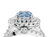 White gold Double Halo Fancy Blue Cushion Cut Diamond Split Shank Pave Set Ring_7