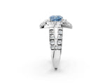 White gold Double Halo Fancy Blue Cushion Cut Diamond Split Shank Prong Setting Ring_2