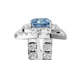 White gold Double Halo Fancy Blue Cushion Cut Diamond Split Shank Prong Setting Ring_5