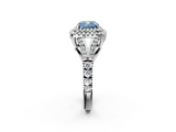 White gold Double Halo Fancy Blue Cushion  Cut Diamond Split Shank Ring with Four Prong Setting_22
