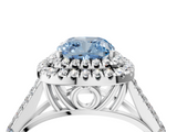 White gold Double Halo Fancy Blue Cushion  Cut Diamond Split Shank Ring with Four Prong Setting_24