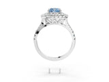 White gold Double Halo Fancy Blue Cushion  Cut Pave Split Shank Prong Set Ring_18