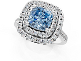 White gold Double Halo Fancy Blue Cushion  Diamond Pave Band with Four-Prong Setting_44