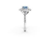 White gold Double Halo Fancy Blue Cushion  Diamond Pave Band with Four-Prong Setting_45