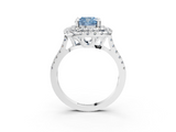 White gold Double Halo Fancy Blue Cushion  Diamond Pave Band with Four-Prong Setting_47