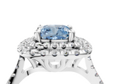 White gold Double Halo Fancy Blue Cushion  Diamond Pave Band with Four-Prong Setting_47
