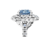 White gold Double Halo Fancy Blue Cushion  Diamond Pave Band with Four-Prong Setting_48