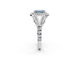 White gold Double Halo Fancy Blue Emerald Cut Diamond Split Shank Engagement Ring with Four-Prong Setting_29