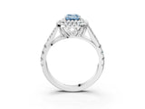 White gold Double Halo Fancy Blue Emerald Cut Diamond Split Shank Engagement Ring with Four-Prong Setting_30