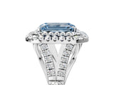 White gold Double Halo Fancy Blue Emerald Cut Diamond Split Shank Engagement Ring with Four-Prong Setting_32
