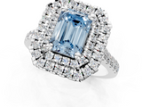 White gold Double Halo Fancy Blue Emerald  Diamond Pave Band with Four-Prong Setting_44