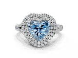 White gold Double Halo Fancy Blue Heart Cut Diamond Split Shank Engagement Ring with Four-Prong Setting_27