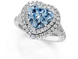 White gold Double Halo Fancy Blue Heart Cut Diamond Split Shank Engagement Ring with Four-Prong Setting_28
