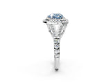 White gold Double Halo Fancy Blue Heart Cut Diamond Split Shank Engagement Ring with Four-Prong Setting_29