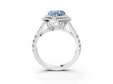 White gold Double Halo Fancy Blue Heart Cut Diamond Split Shank Engagement Ring with Four-Prong Setting_30