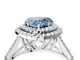 White gold Double Halo Fancy Blue Heart Cut Diamond Split Shank Engagement Ring with Four-Prong Setting_31
