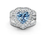 White gold Double Halo Fancy Blue Heart Cut Diamond Split Shank Pave Set Ring_3