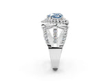 White gold Double Halo Fancy Blue Heart Cut Diamond Split Shank Pave Set Ring_5