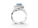White gold Double Halo Fancy Blue Heart Cut Diamond Split Shank Pave Set Ring_6