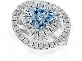 White gold Double Halo Fancy Blue Heart Cut Diamond Split Shank Prong Setting Ring_1