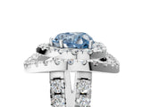 White gold Double Halo Fancy Blue Heart Cut Diamond Split Shank Prong Setting Ring_5