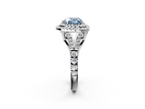 White gold Double Halo Fancy Blue Heart  Cut Diamond Split Shank Ring with Four Prong Setting_22