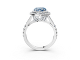 White gold Double Halo Fancy Blue Heart  Cut Diamond Split Shank Ring with Four Prong Setting_23