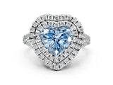 White gold Double Halo Fancy Blue Heart  Cut Pave Split Shank Prong Set Ring_15