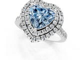 White gold Double Halo Fancy Blue Heart  Diamond Pave Band with Four-Prong Setting_44