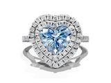 White gold Double Halo Fancy Blue Heart  Diamond Pave Band with Four-Prong Setting_44