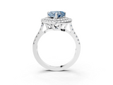 White gold Double Halo Fancy Blue Heart  Diamond Pave Band with Four-Prong Setting_46
