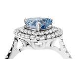 White gold Double Halo Fancy Blue Heart  Diamond Pave Band with Four-Prong Setting_47