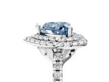 White gold Double Halo Fancy Blue Heart  Diamond Pave Band with Four-Prong Setting_48