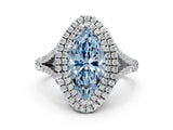White gold Double Halo Fancy Blue Marquise Cut Diamond Split Shank Engagement Ring with Four-Prong Setting_27