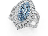 White gold Double Halo Fancy Blue Marquise Cut Diamond Split Shank Pave Set Ring_4