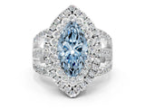 White gold Double Halo Fancy Blue Marquise Cut Diamond Split Shank Pave Set Ring_6