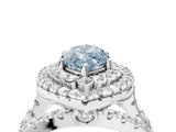 White gold Double Halo Fancy Blue Marquise Cut Diamond Split Shank Pave Set Ring_7