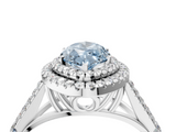White gold Double Halo Fancy Blue Marquise  Cut Diamond Split Shank Ring with Four Prong Setting_24