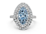 White gold Double Halo Fancy Blue Marquise  Diamond Pave Band with Four-Prong Setting_43