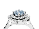 White gold Double Halo Fancy Blue Marquise  Diamond Pave Band with Four-Prong Setting_47