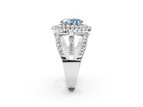 White gold Double Halo Fancy Blue Oval Cut Diamond Split Shank Pave Set Ring_5