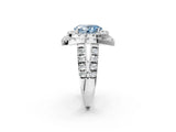 White gold Double Halo Fancy Blue Oval Cut Diamond Split Shank Prong Setting Ring_2