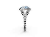White gold Double Halo Fancy Blue Oval  Cut Diamond Split Shank Ring with Four Prong Setting_22