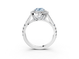 White gold Double Halo Fancy Blue Oval  Cut Diamond Split Shank Ring with Four Prong Setting_23