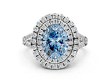 White gold Double Halo Fancy Blue Oval  Cut Pave Split Shank Prong Set Ring_15