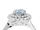 White gold Double Halo Fancy Blue Oval  Cut Pave Split Shank Prong Set Ring_19