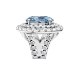 White gold Double Halo Fancy Blue Oval  Cut Pave Split Shank Prong Set Ring_20